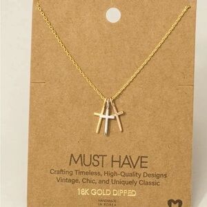 Must Have Gold Triple Cross Pendant Necklace - Gold & Silver